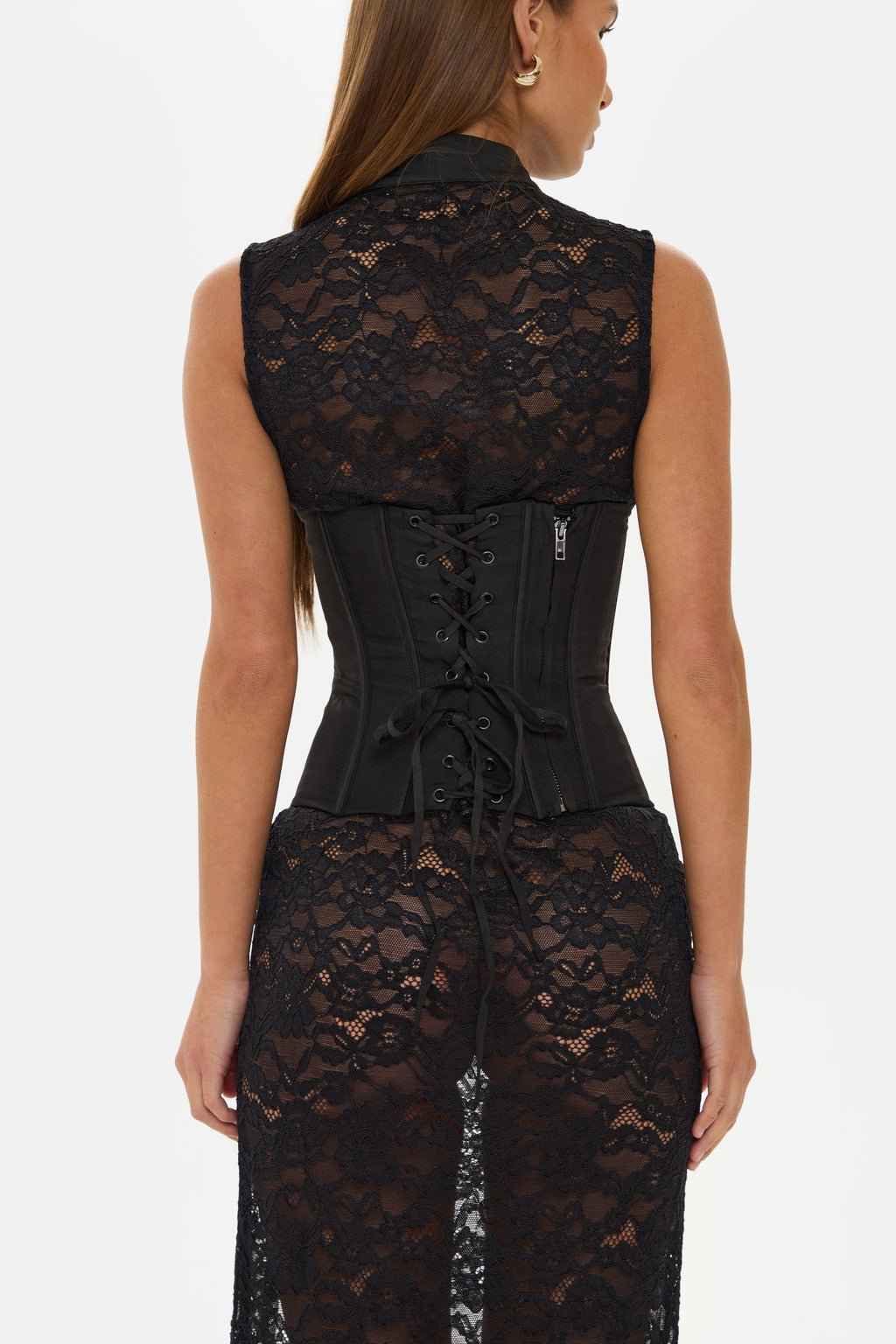Sedona Black Corset Lace Maxi Dress