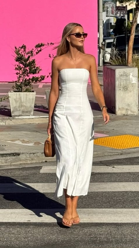 White Astrid Strapless Maxi Dress