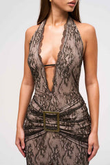 Sierra Buckle Lace Maxi Dress