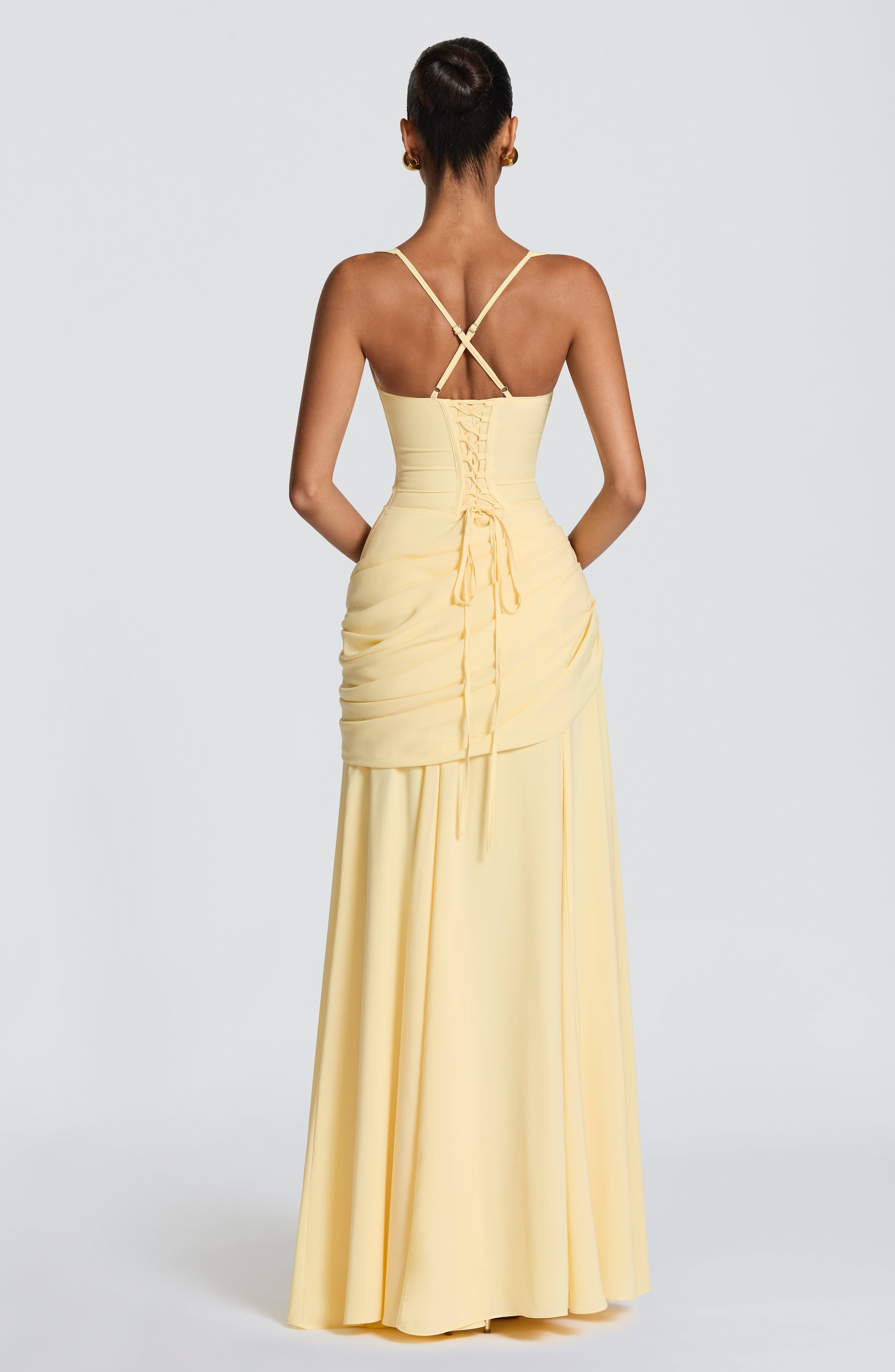 Sura Maxi Dress - Lemon Chiffon Twist Cowl