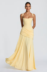 Sura Maxi Dress - Lemon Chiffon Twist Cowl