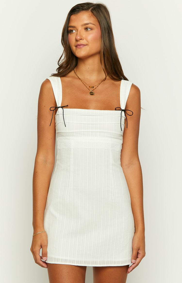Taylor Lace Square Neck Mini Party Dress - White