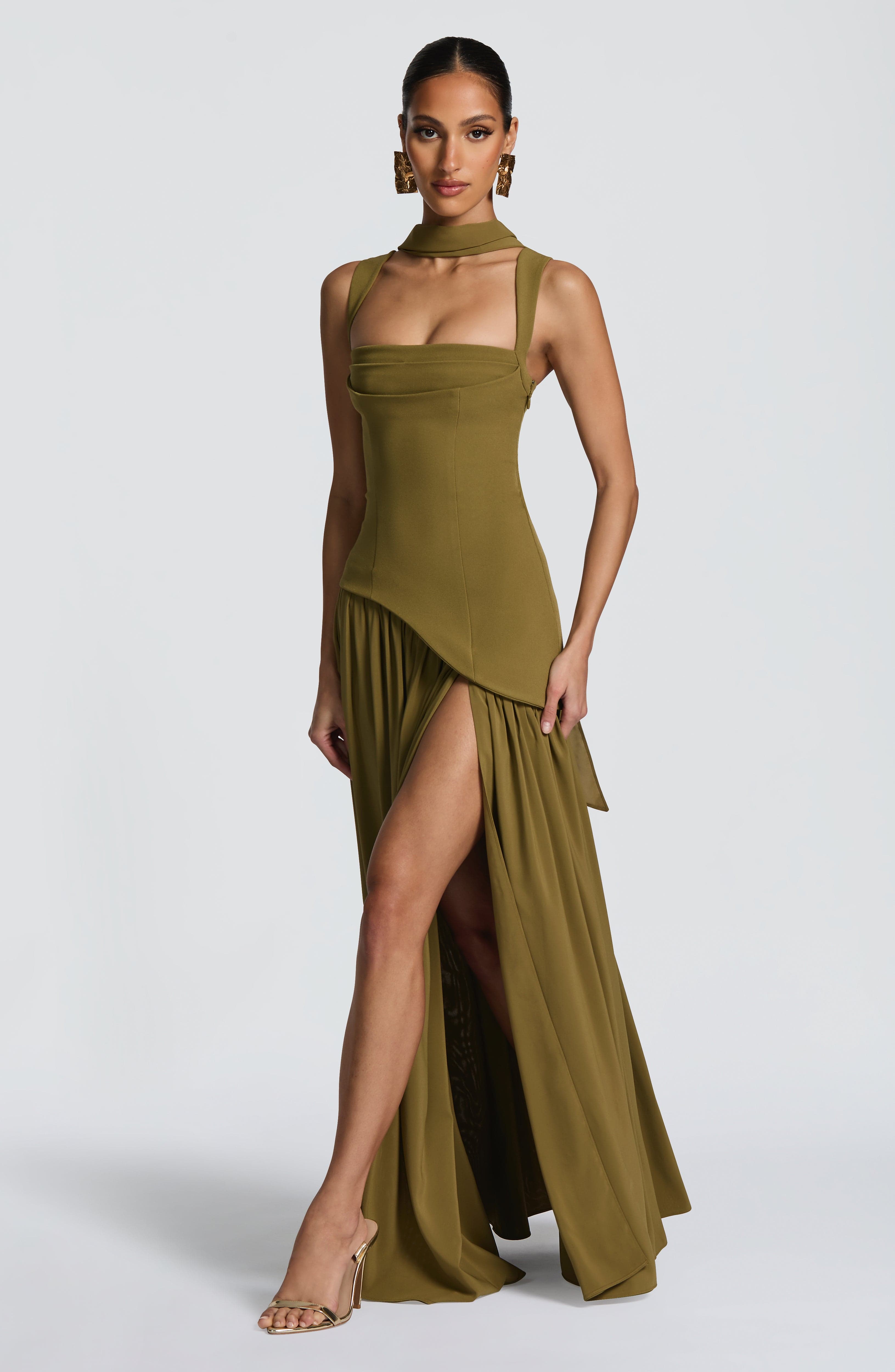 Tullulah Deep Olive Maxi Dress