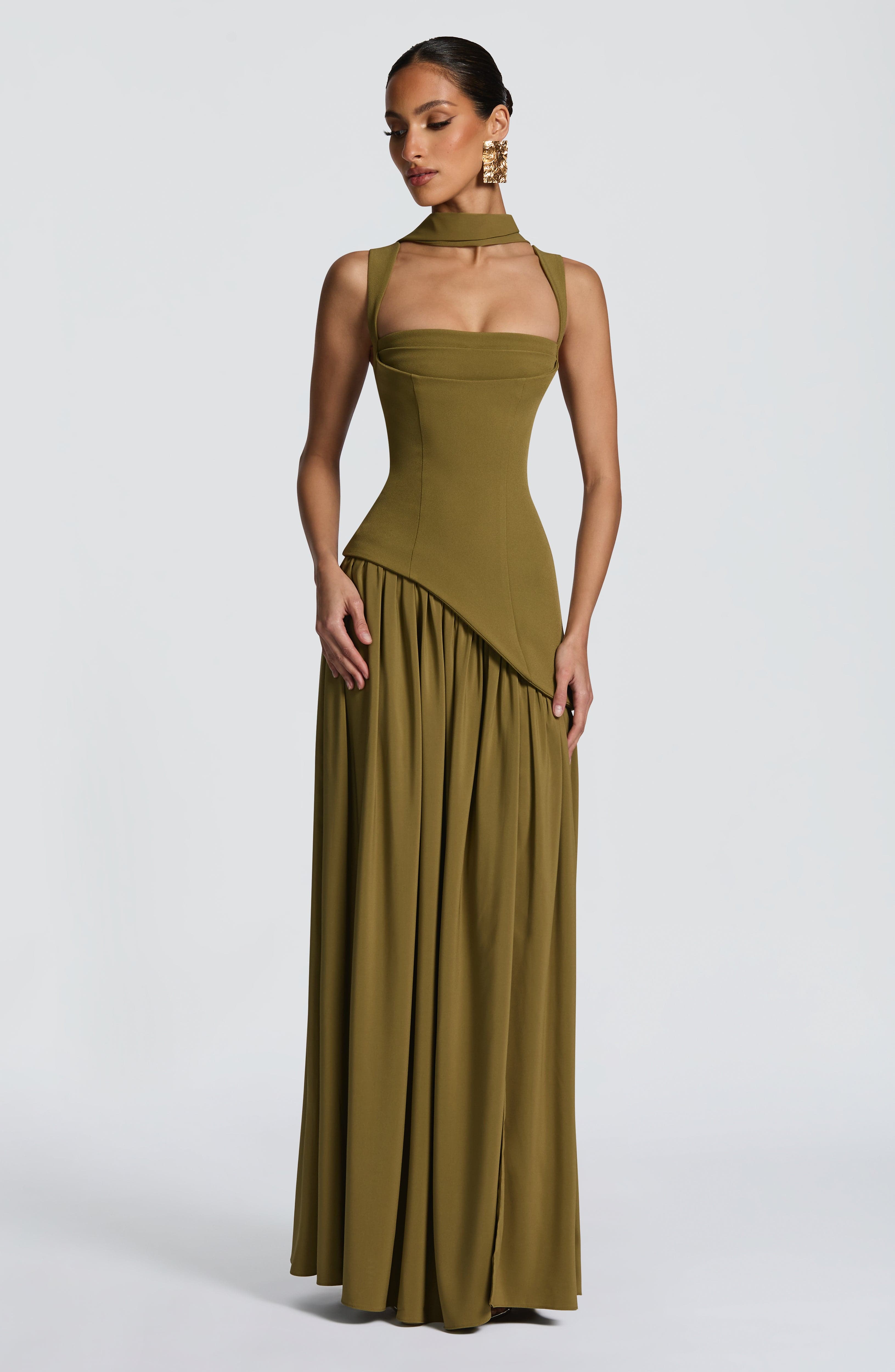 Tullulah Deep Olive Maxi Dress