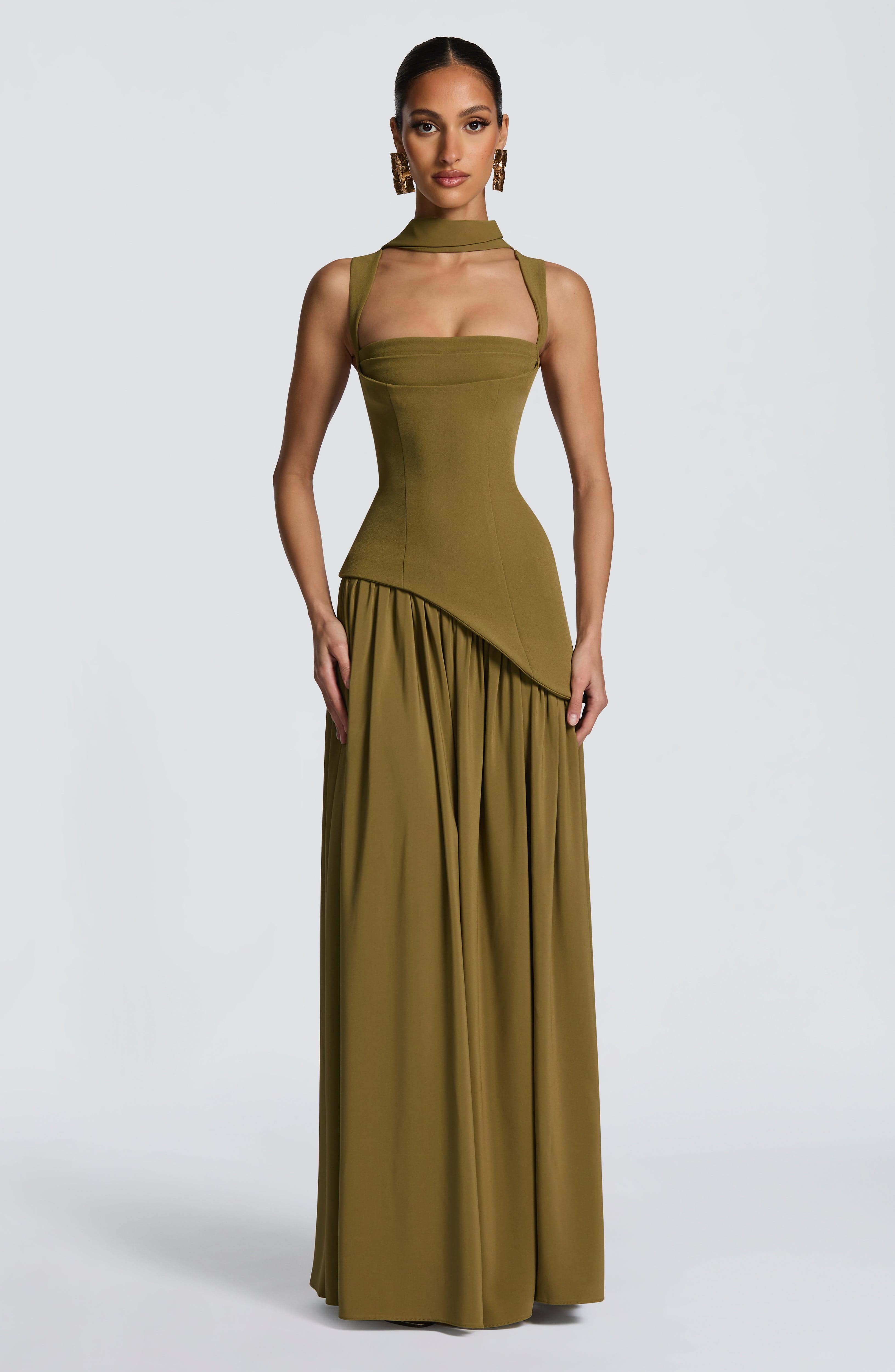 Tullulah Deep Olive Maxi Dress