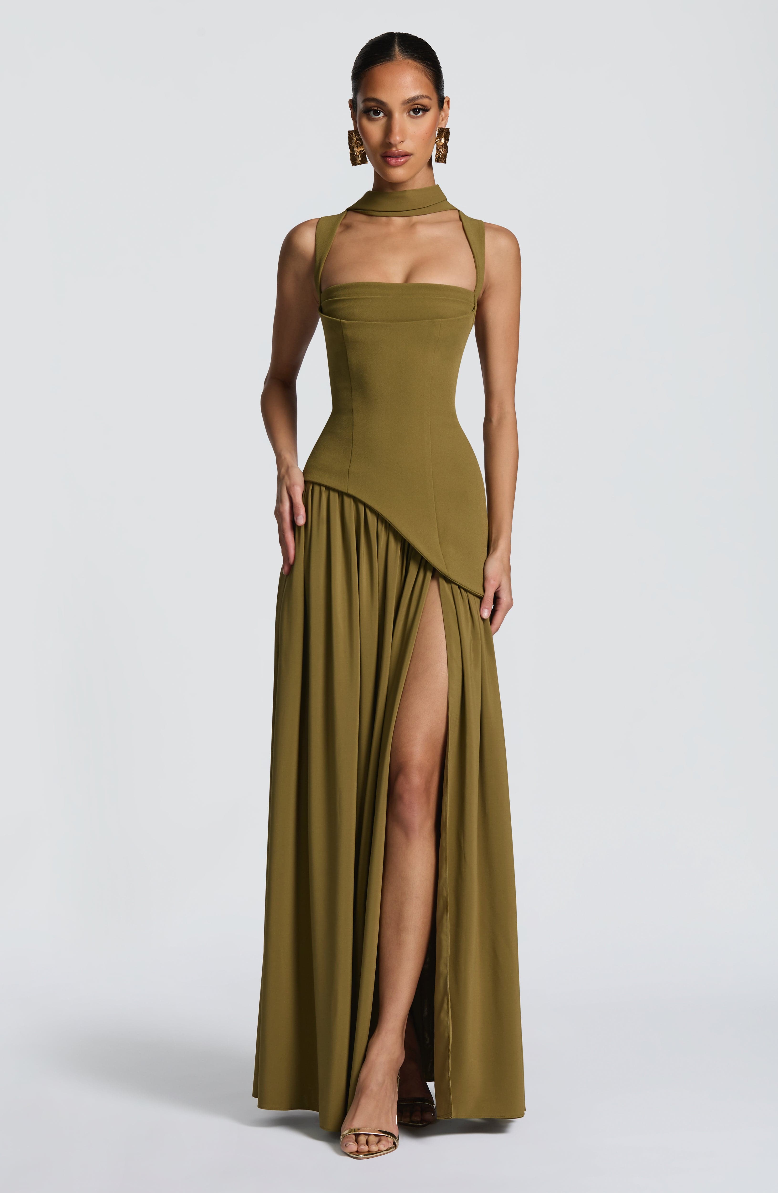 Tullulah Deep Olive Maxi Dress