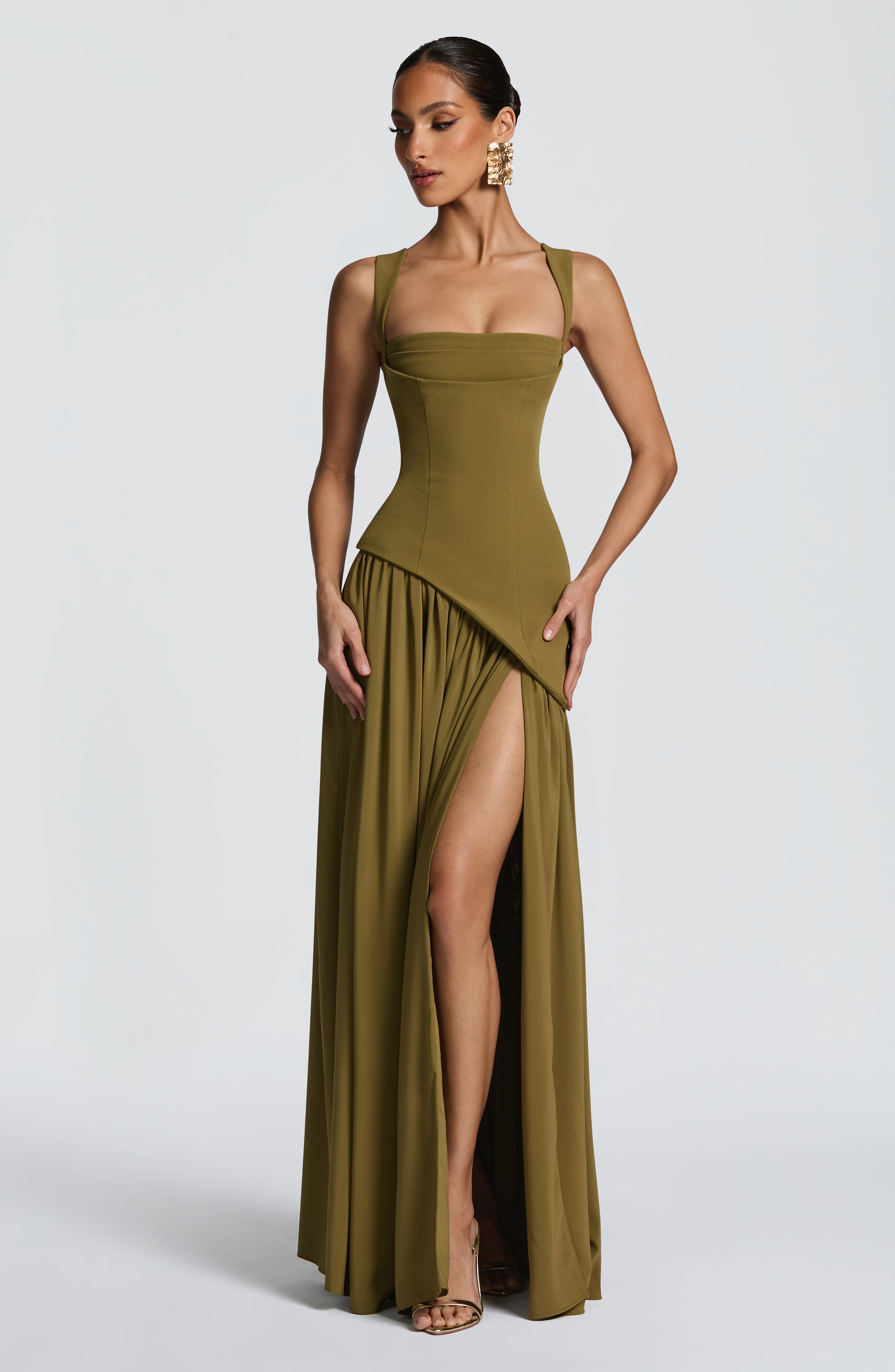 Tullulah Deep Olive Maxi Dress