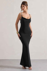 Francoise Maxi Dress - Black Lace Backless