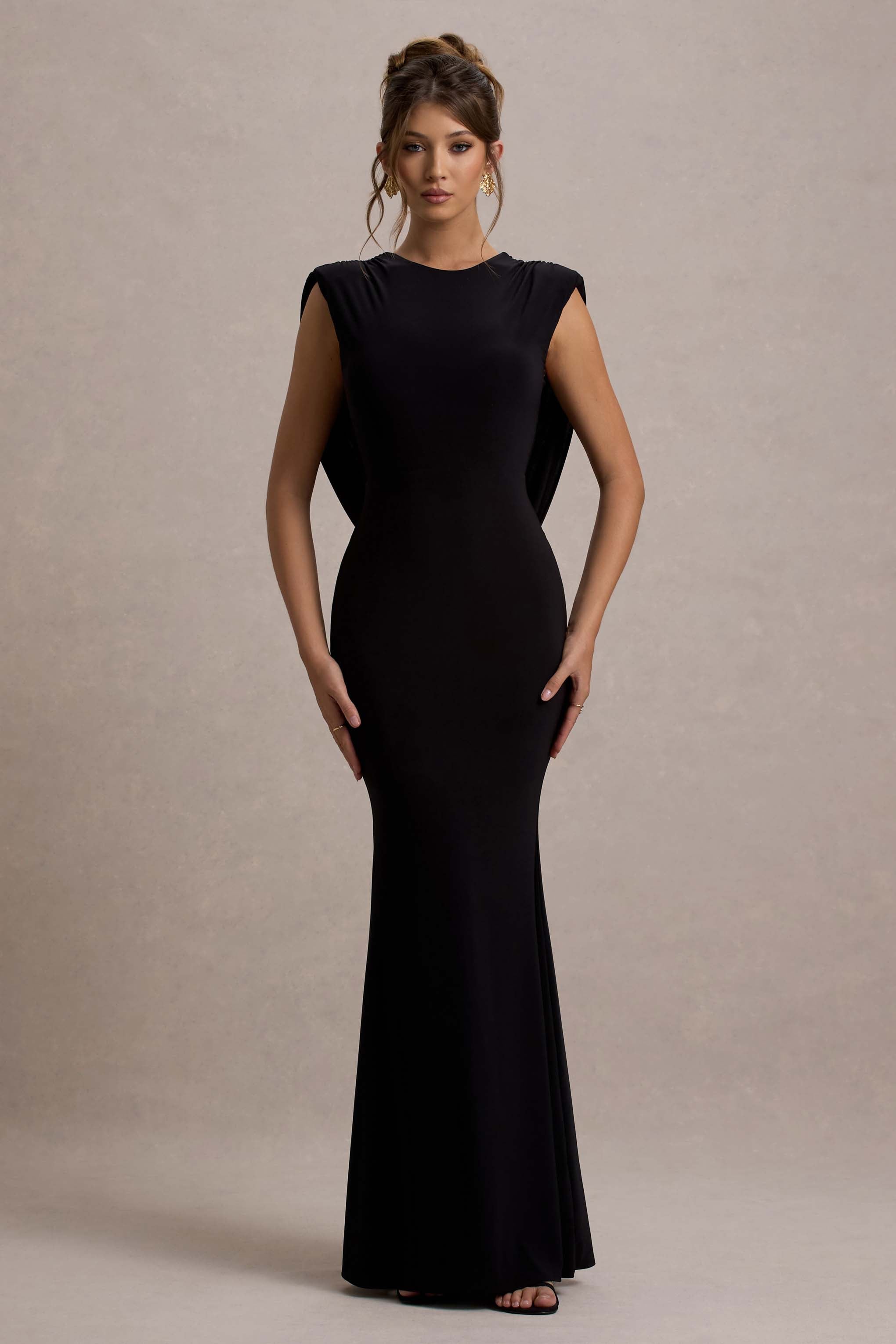 To The Moon Maxi Dress - Black Cowl-Back