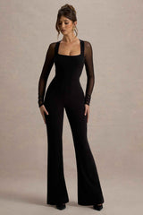 On Track Maxi Dress - Black Mesh Sleeves