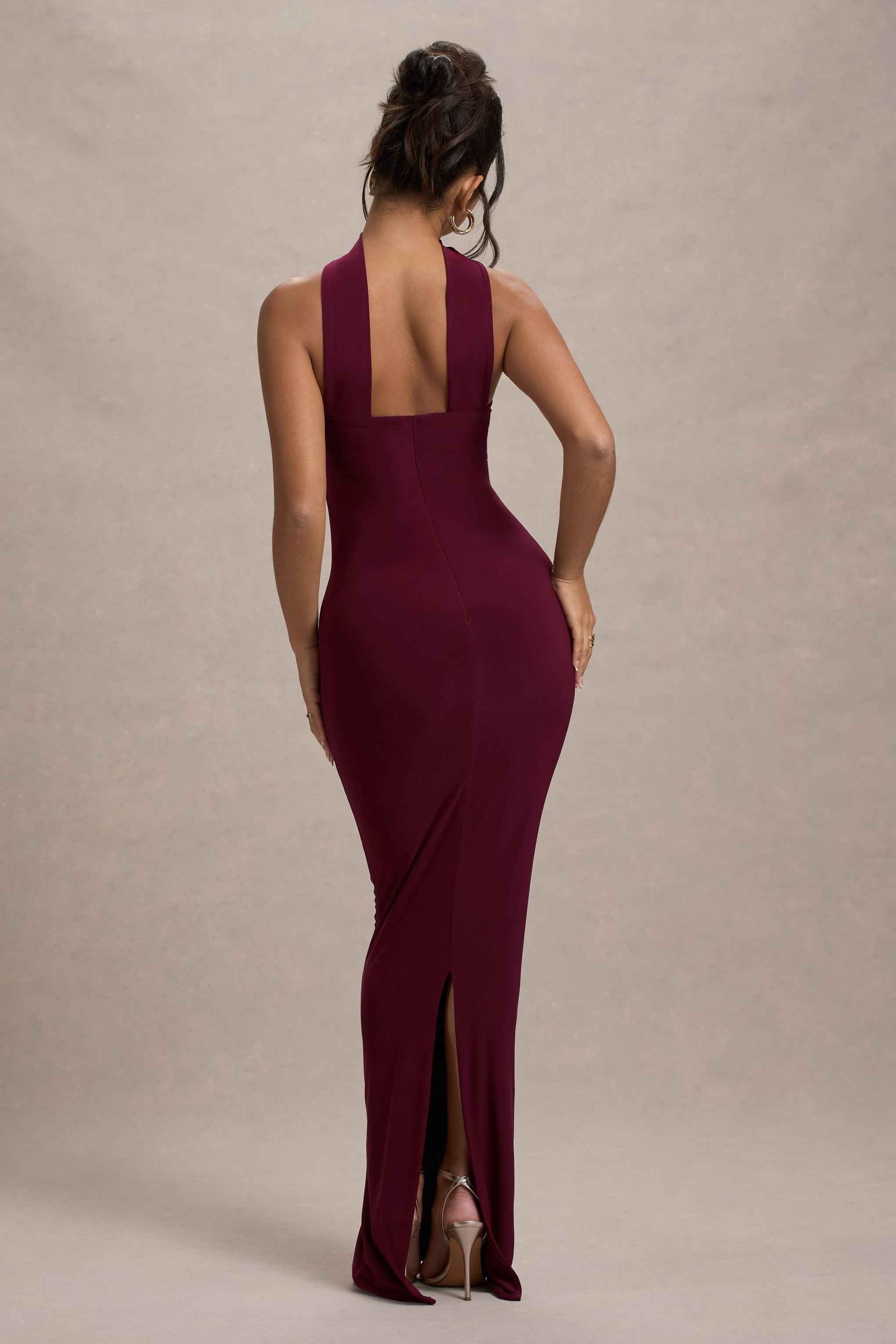 Nobu Maxi Dress - Burgundy Halter Collar