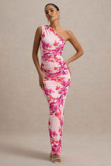 Dalarie Maxi Dress - Pink and Orange Floral Ruched