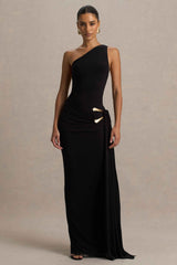 Bonnie Maxi Dress - Black Asymmetric Open-Back