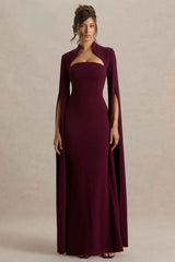 Esme Maxi Dress - Burgundy Cape Sleeves