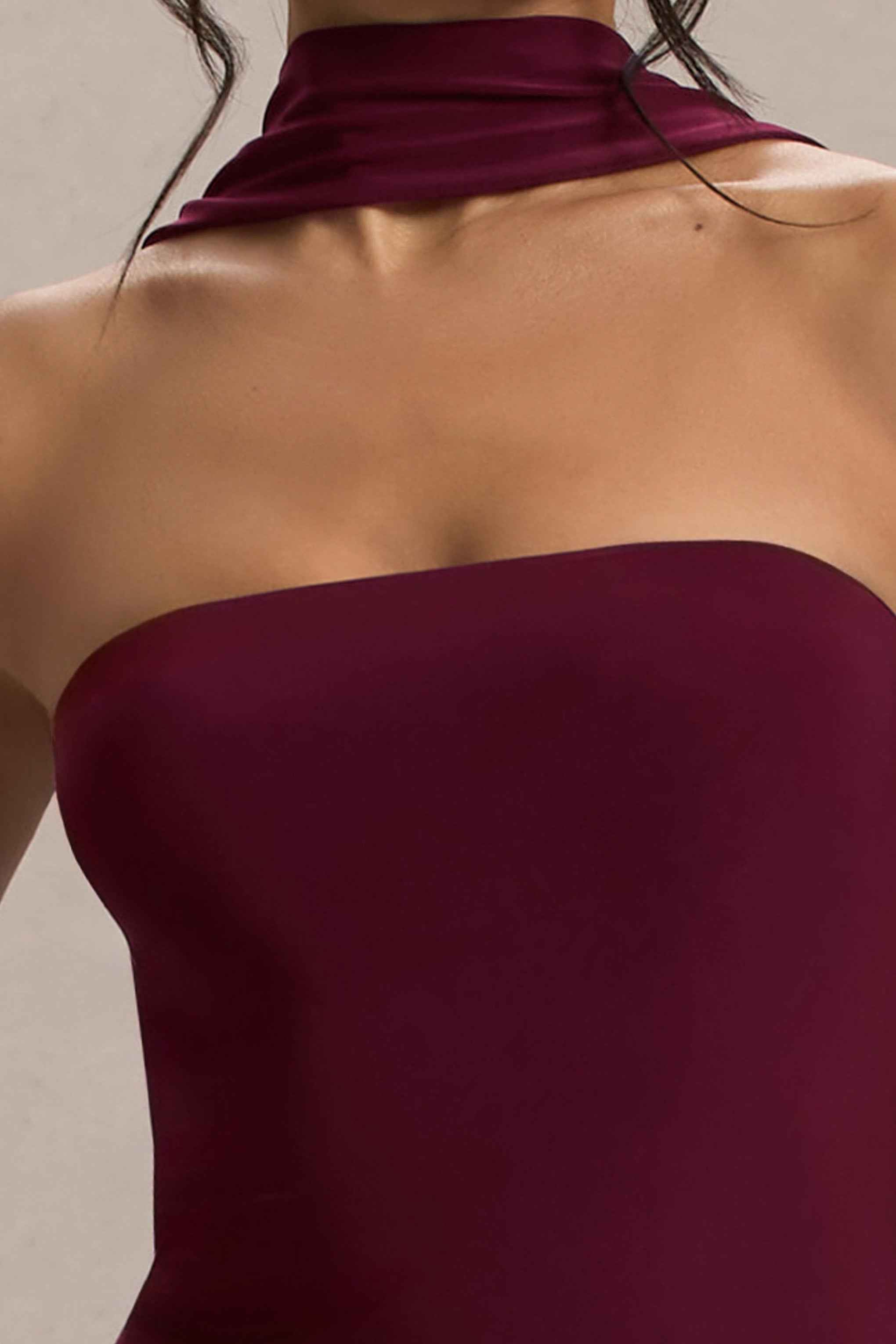 Nobu Maxi Dress - Burgundy Halter Collar