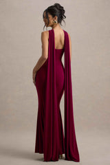 Rhoda Maxi Dress - Burgundy Twist Halter-Neck