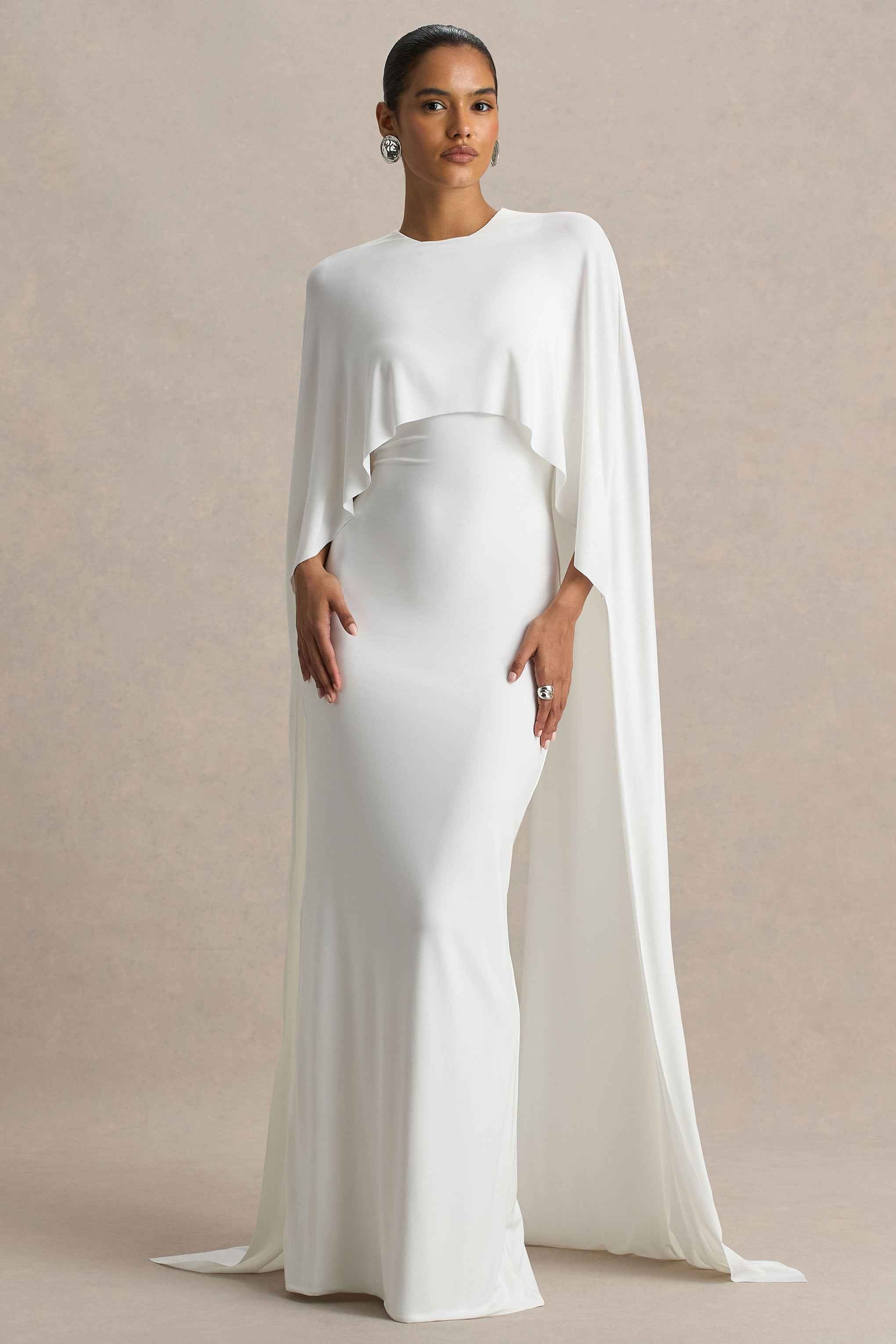 Padma Maxi Dress - White Cape Sleeves