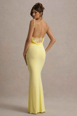 Francoise Maxi Dress - Lemon Lace Backless