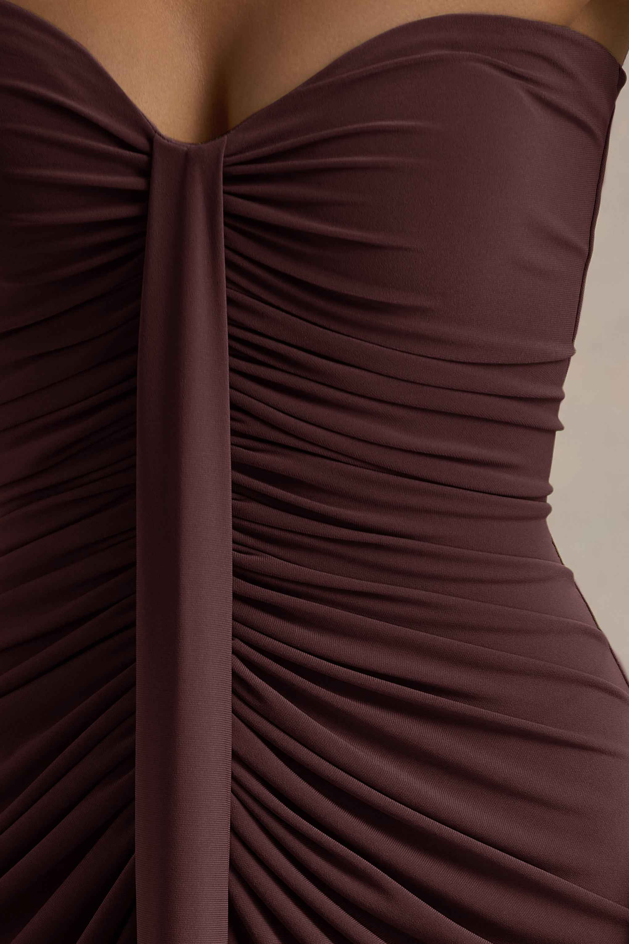 Ali Maxi Dress - Warm Brown Ruched Wrap