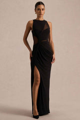 Black Crew-Neck Maxi Dress