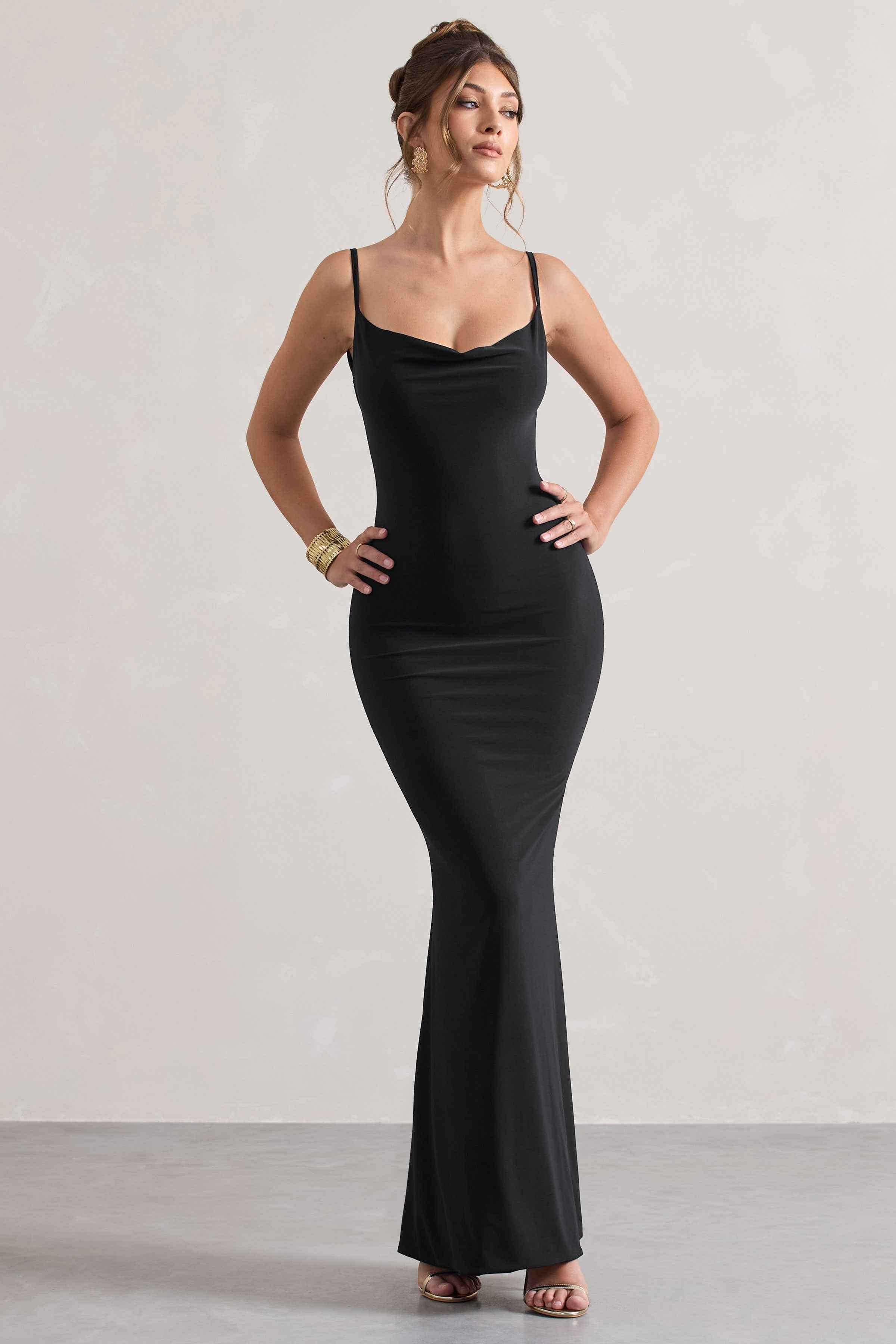 Francoise Maxi Dress - Black Lace Backless