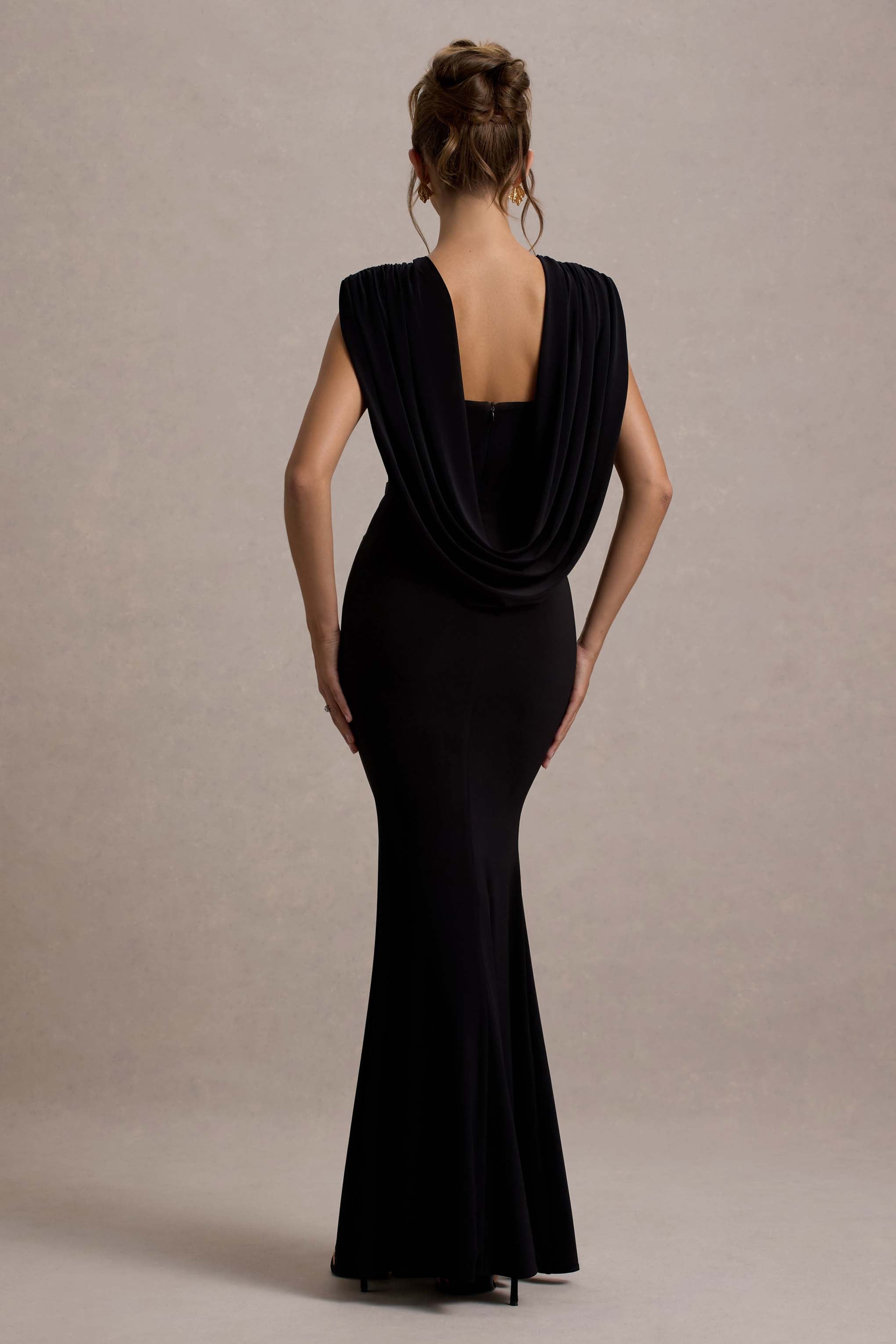 To The Moon Maxi Dress - Black Cowl-Back