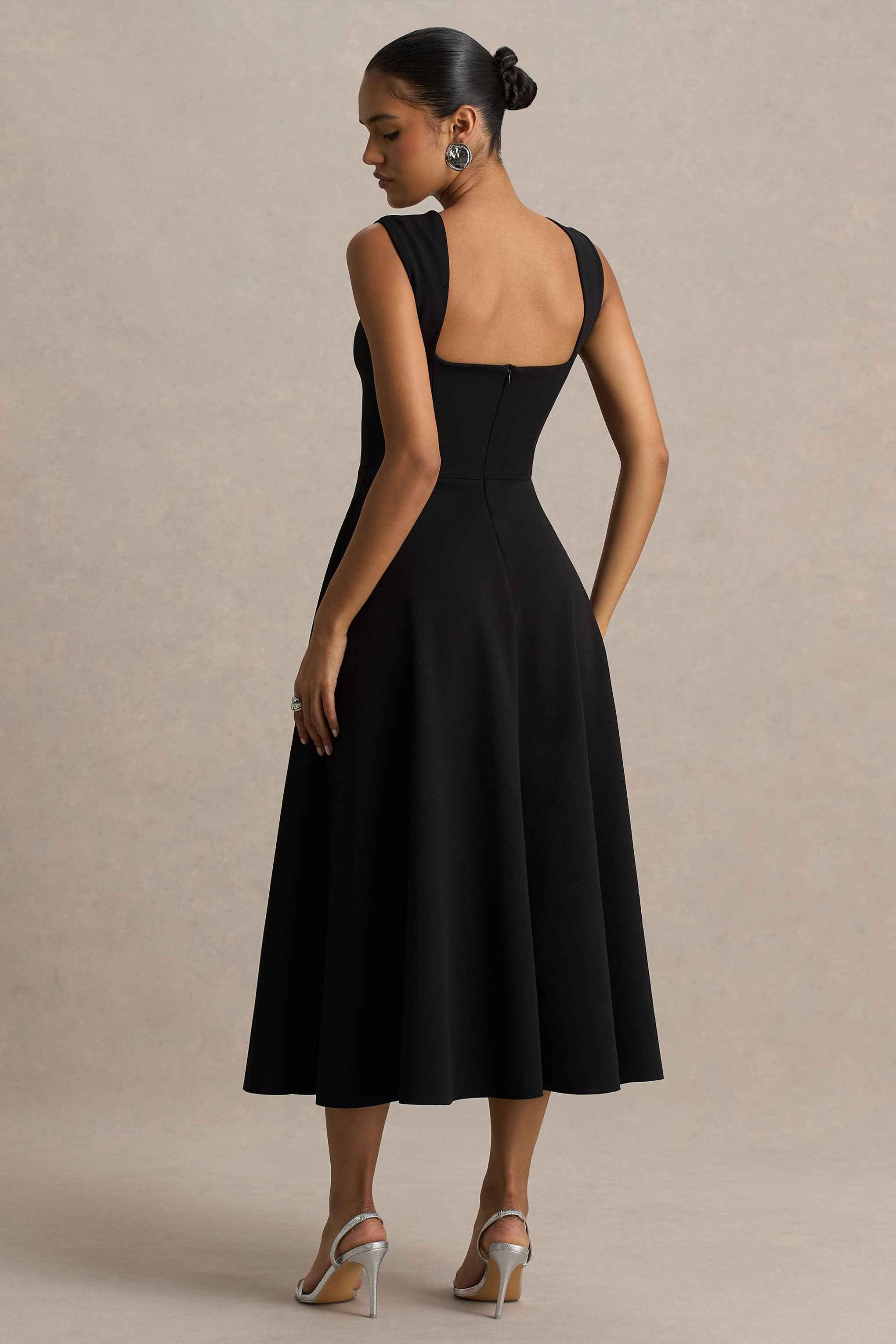 Andromeda Midi Dress - Black Sweetheart Skater