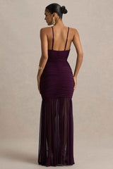 Pasqualina Maxi Dress - Plum Ruched Plunge Neck