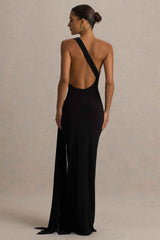Bonnie Maxi Dress - Black Asymmetric Open-Back