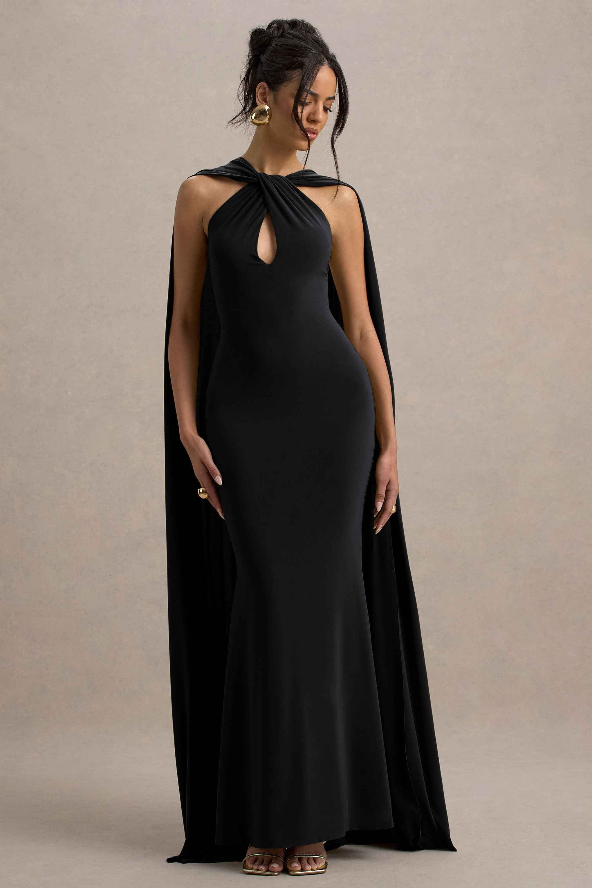 Rhoda Maxi Dress - Black Twist Halter