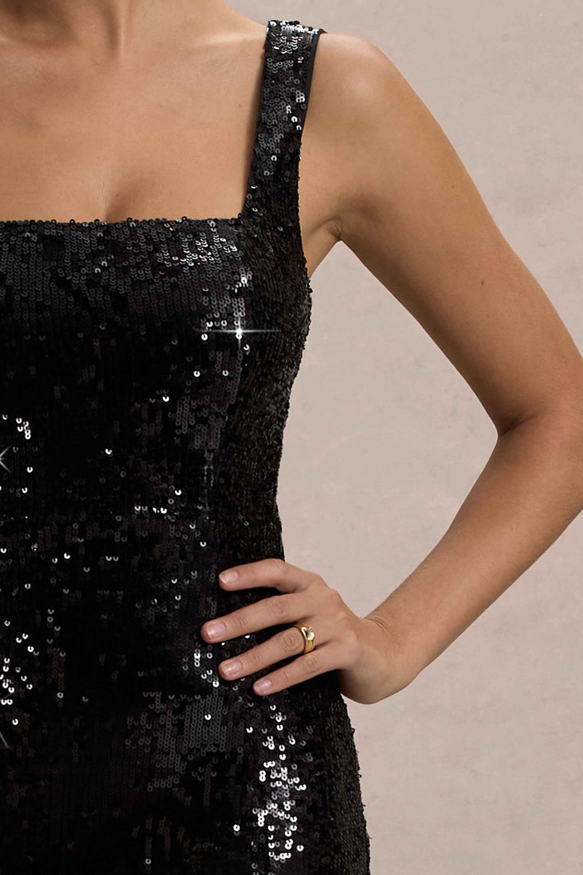 High Life Maxi Dress - Black Sequin