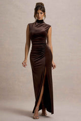 Abilene Maxi Dress - Chocolate Velvet High-Neck