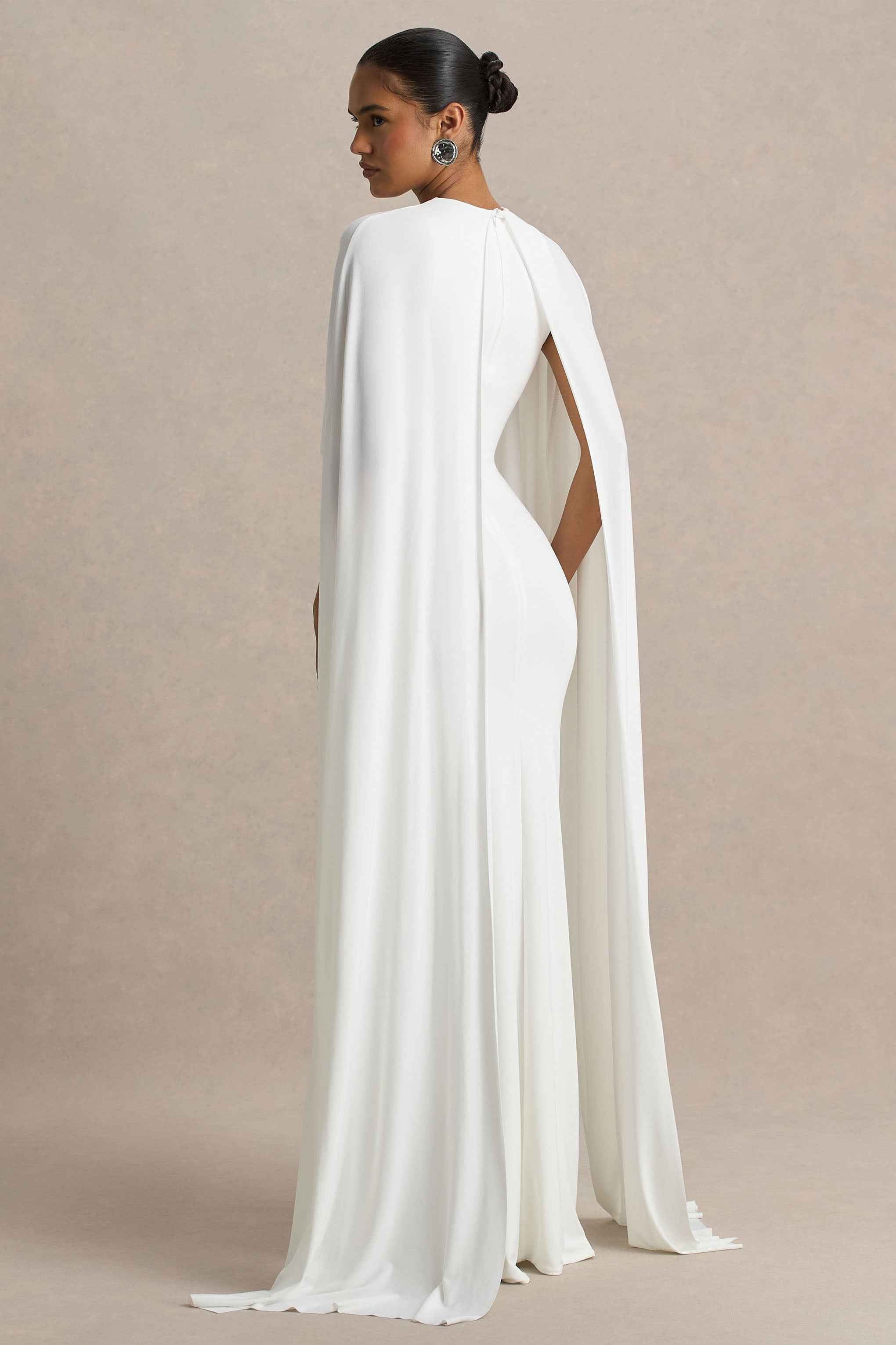 Padma Maxi Dress - White Cape Sleeves