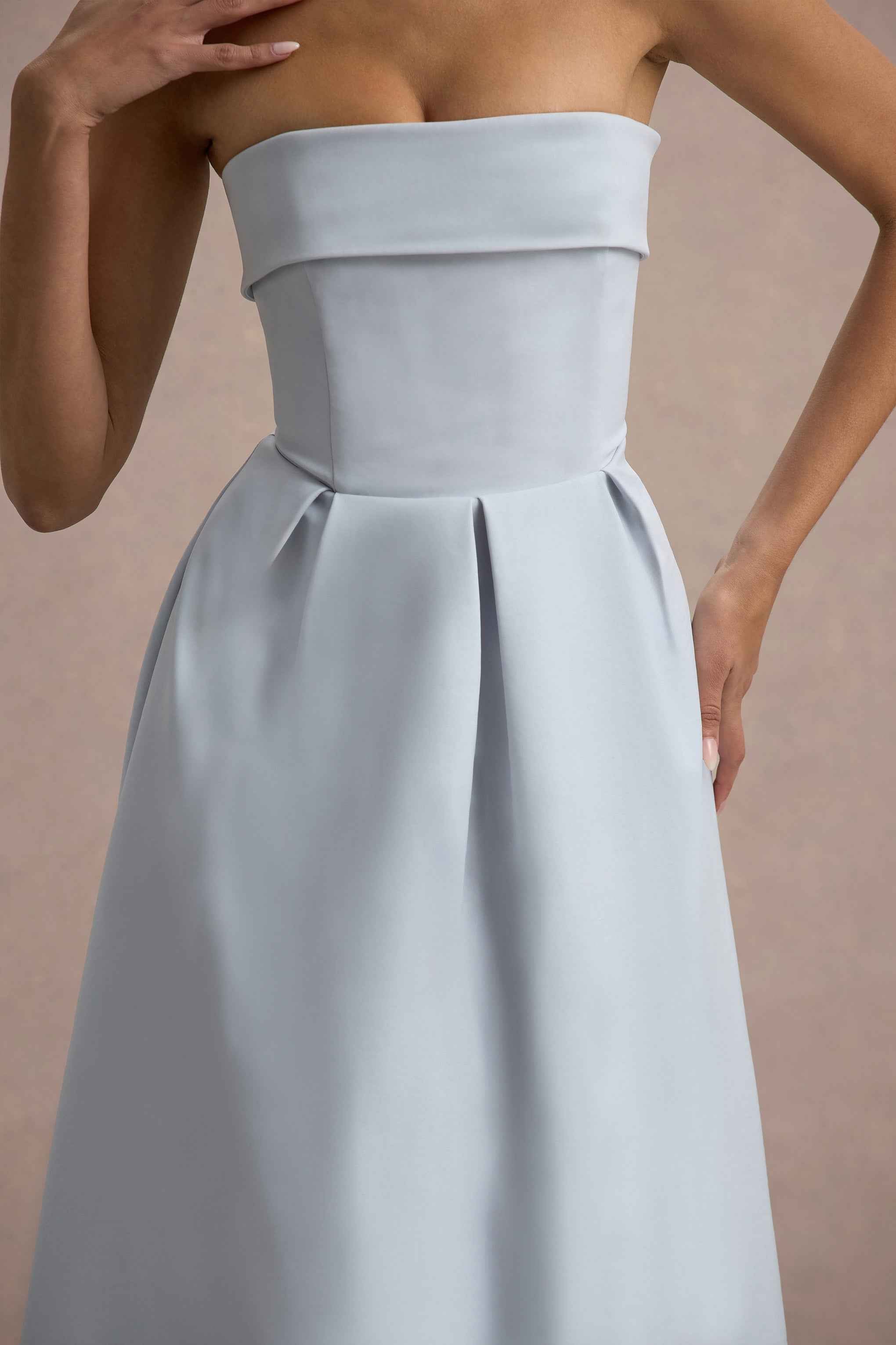 Powder Blue Bandeau Skater Maxi Dress