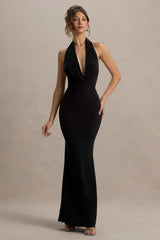 Milani Maxi Dress - Black Cowl Neck Fishtail