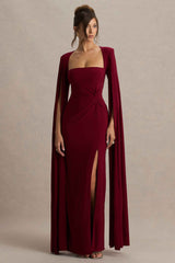 Claretta Maxi Dress - Berry Cape Sleeves