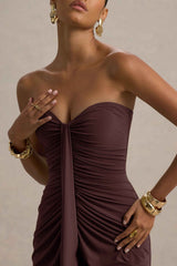 Ali Maxi Dress - Warm Brown Ruched Wrap
