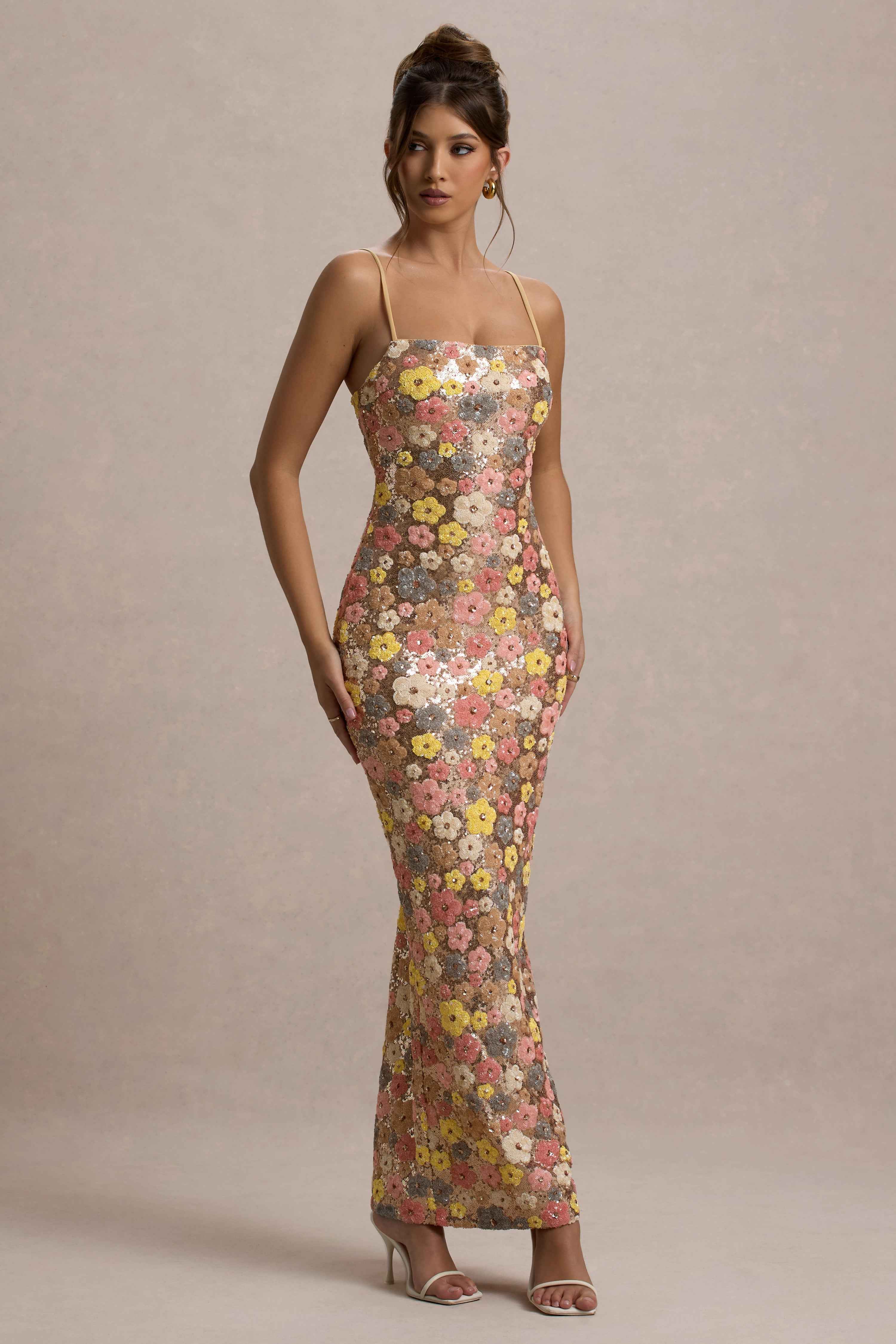 Vitora Maxi Dress - Pastel Floral Sequin
