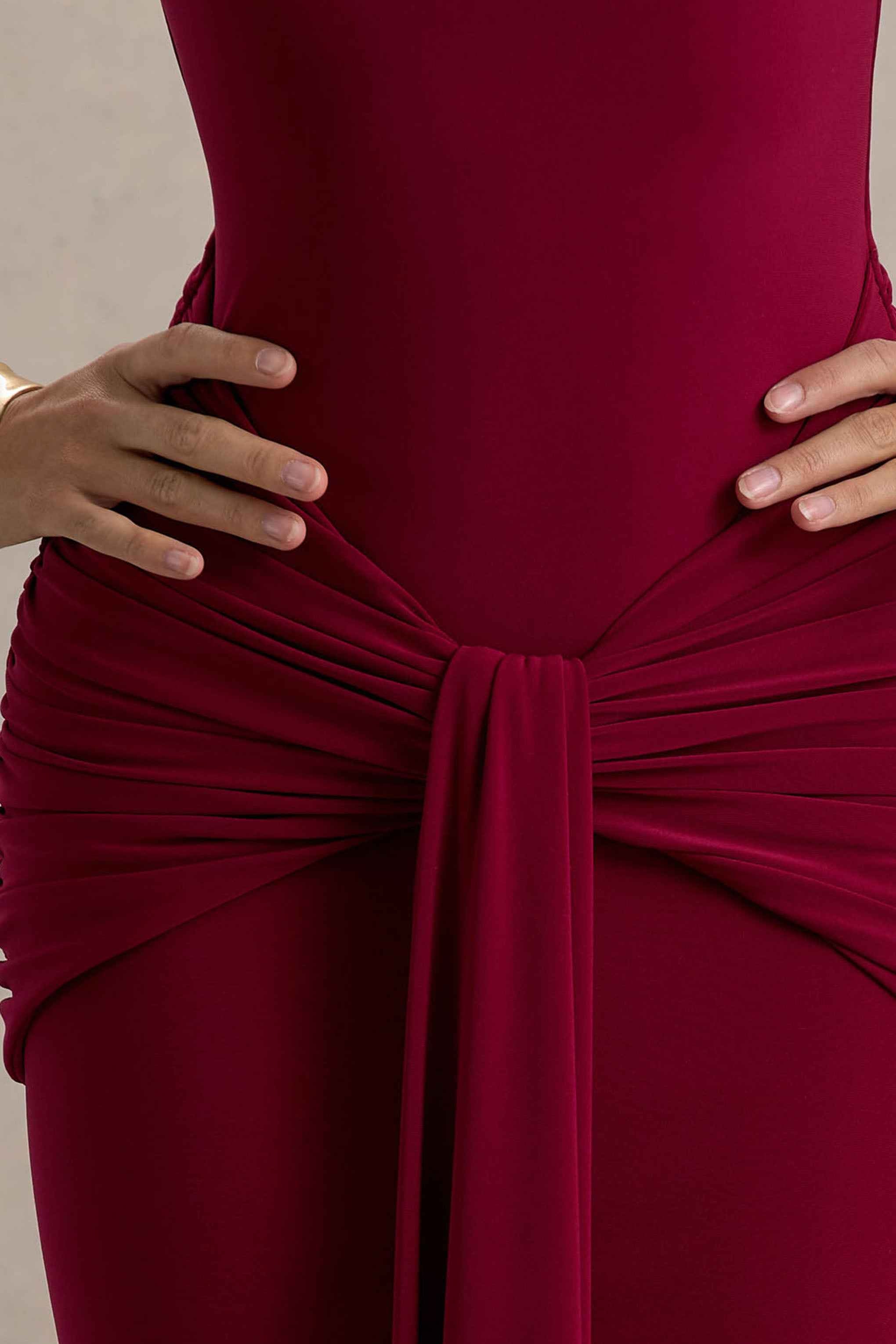 Graziana Maxi Dress - Burgundy Knot Detail