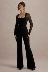 On Track Maxi Dress - Black Mesh Sleeves