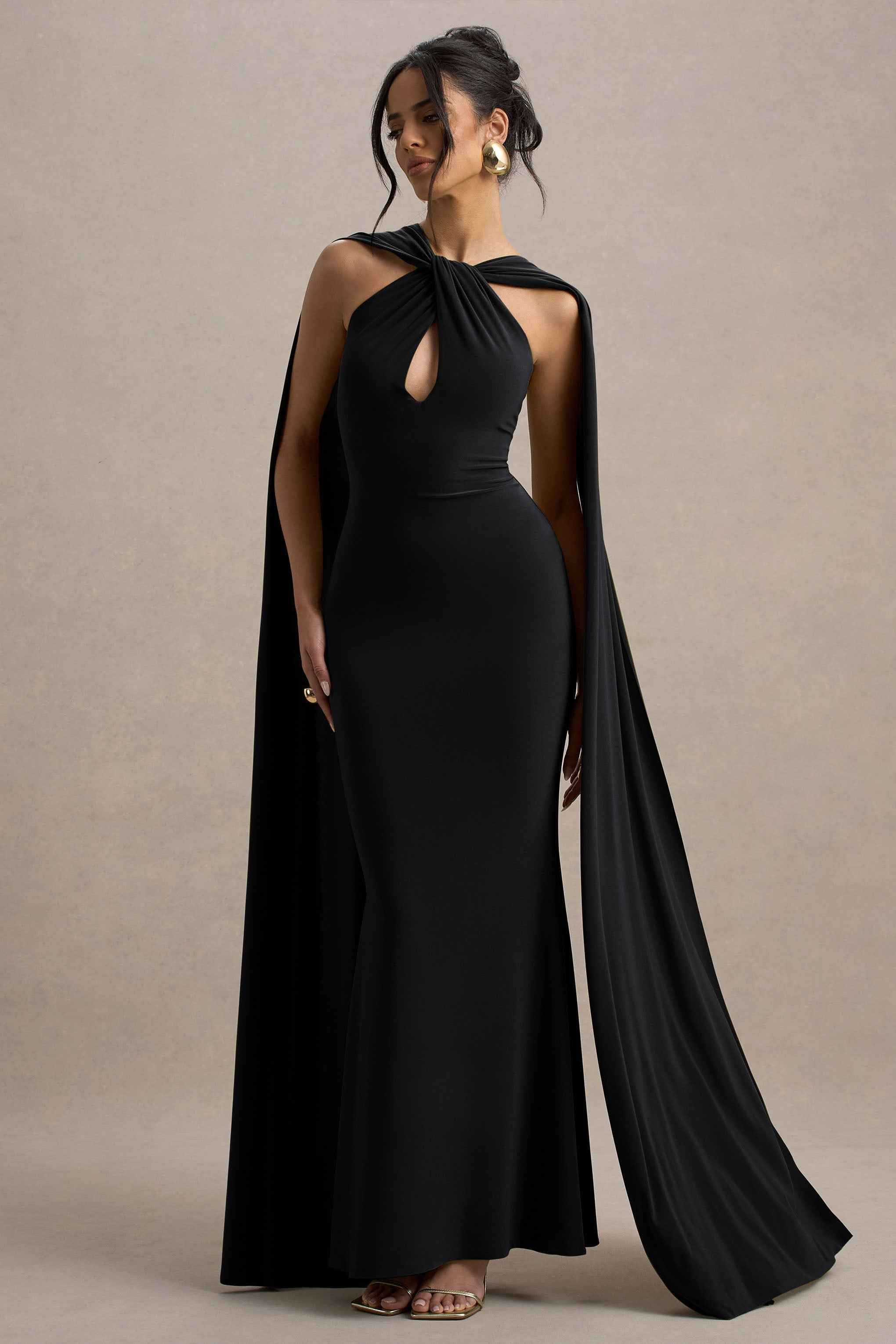 Rhoda Maxi Dress - Black Twist Halter