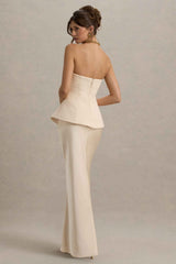 Champagne Strapless Corset Maxi Dress