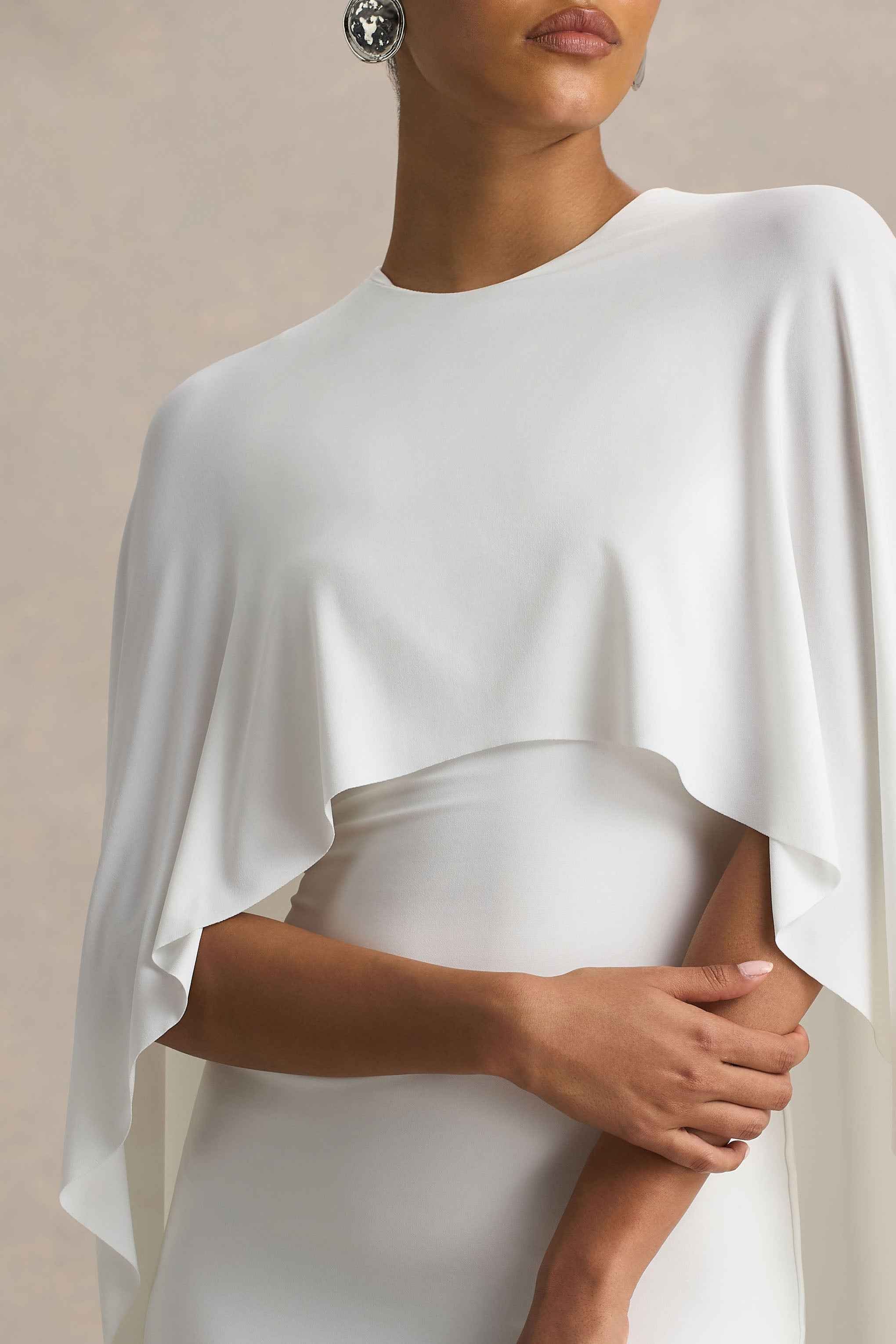 Padma Maxi Dress - White Cape Sleeves