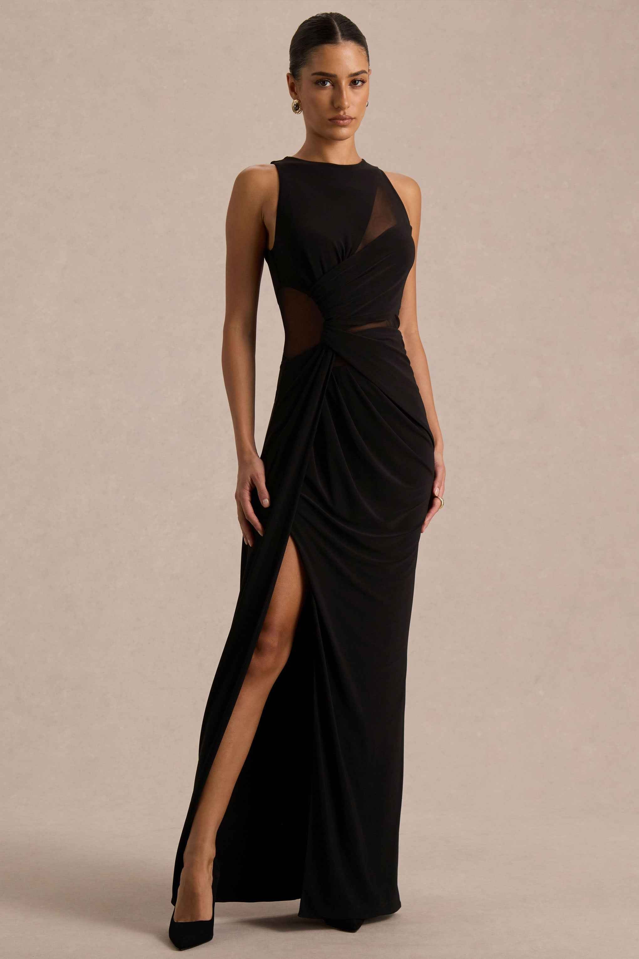Black Crew-Neck Maxi Dress