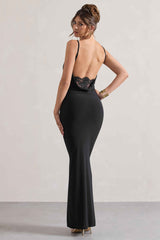 Francoise Maxi Dress - Black Lace Backless