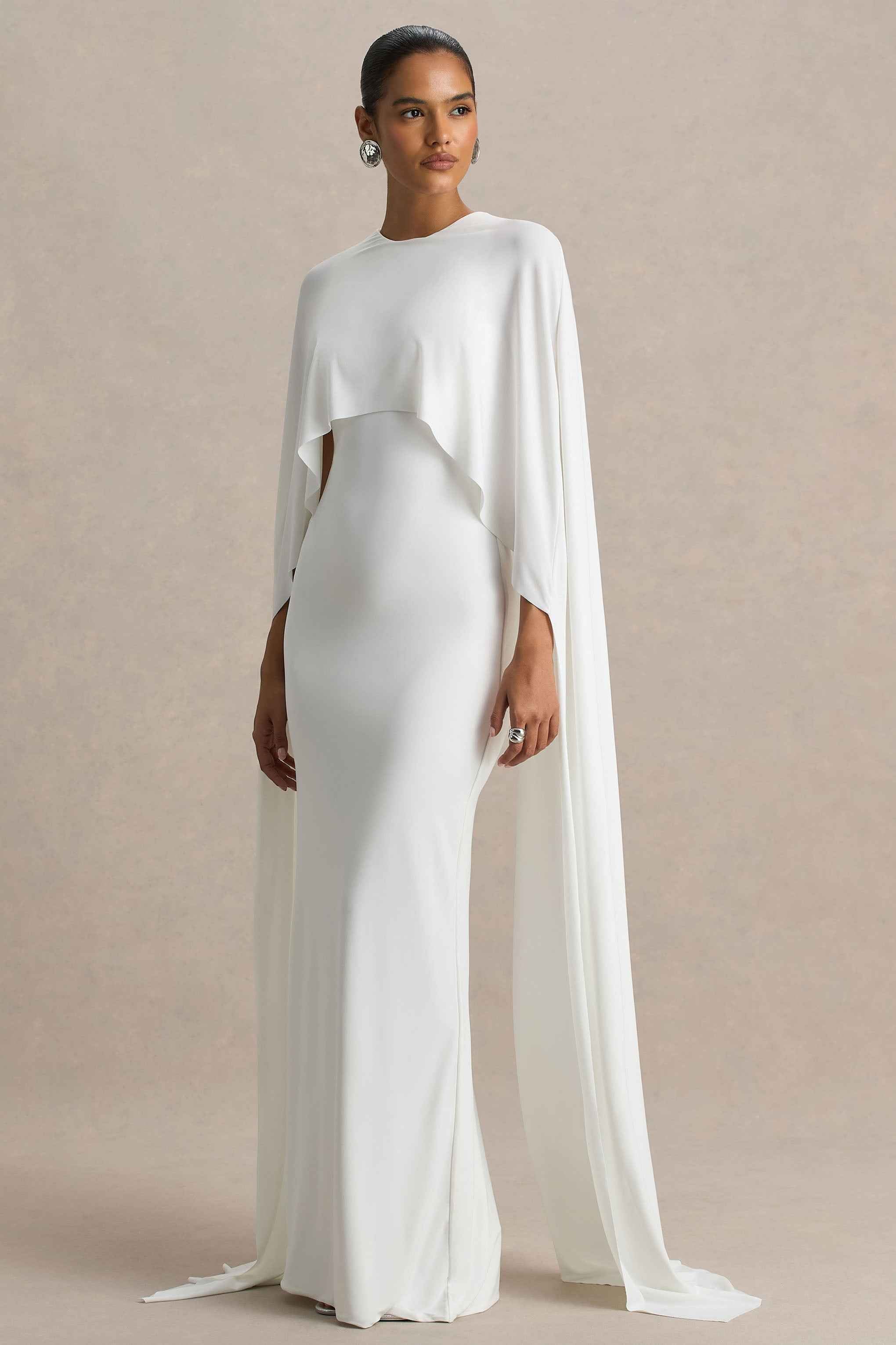 Padma Maxi Dress - White Cape Sleeves
