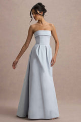 Powder Blue Bandeau Skater Maxi Dress