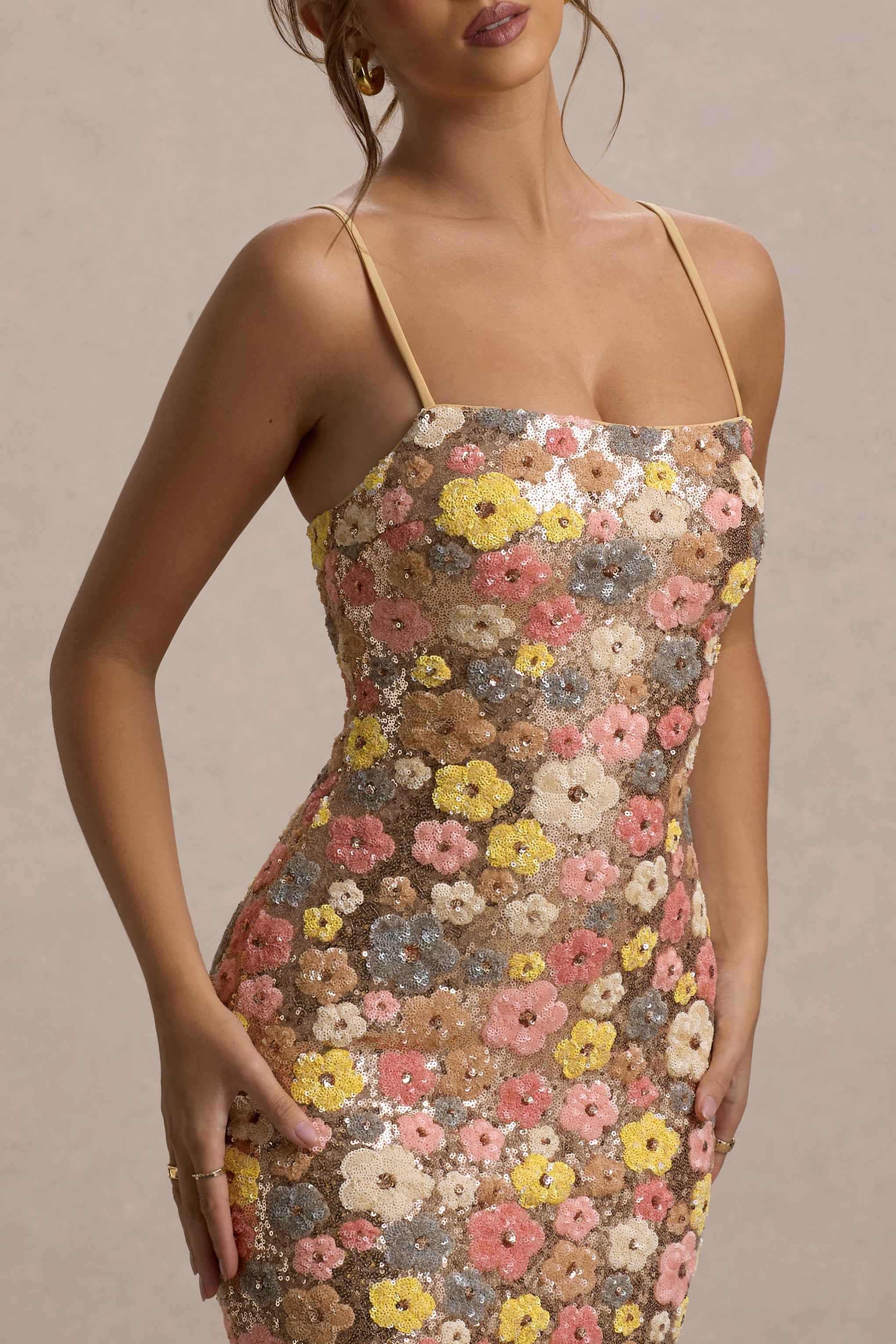 Vitora Maxi Dress - Pastel Floral Sequin
