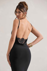 Francoise Maxi Dress - Black Lace Backless