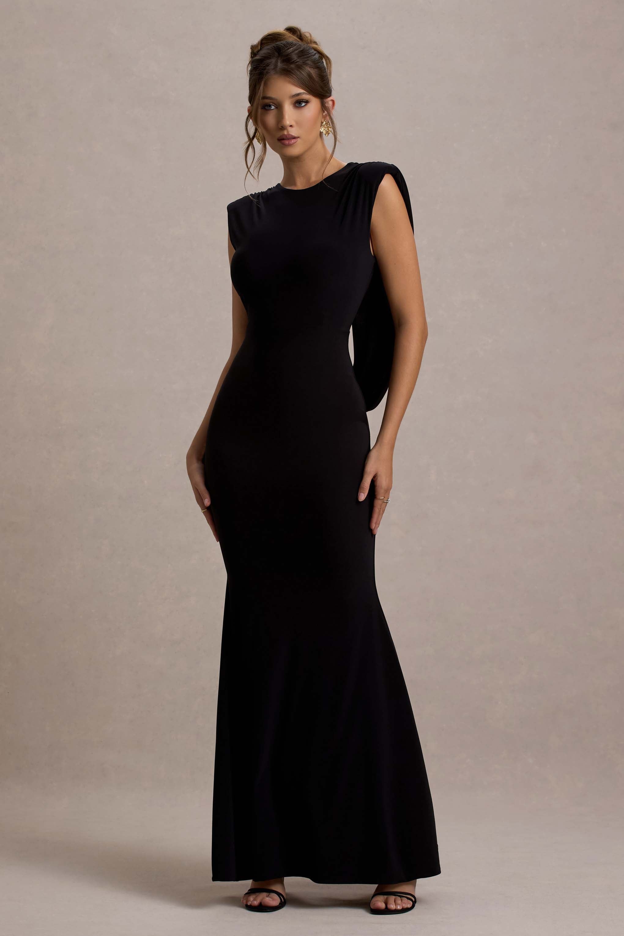 To The Moon Maxi Dress - Black Cowl-Back